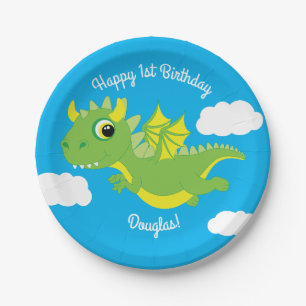Magische dragon Cute 1st Birthday Borden Papieren Bordje