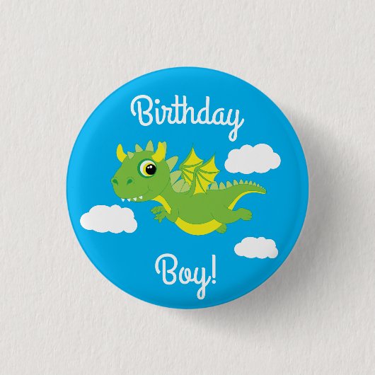 Magische dragon Cute 1st Birthday Button Pin (Voorkant)