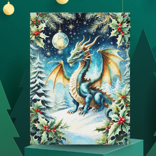 Magische Draken Kerst met Hulst Briefkaart