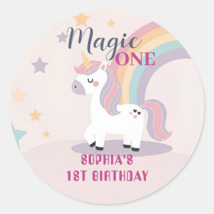 Magische Eenhoorn 1e Verjaardag Ronde Sticker
