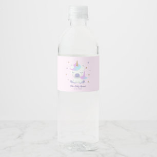 Magische eenhoorn Baby shower roze Waterfles Etiket