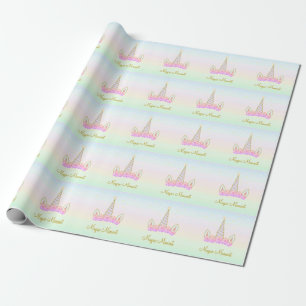 Magische Eenhoorn Bloemen & Sterren Cadeaupapier