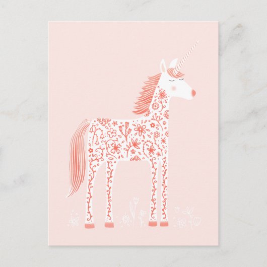 Magische Eenhoorn Blos Roze Briefkaart (Voorkant)