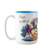 Magische eenhoorn fantasiewolken romance verjaarda