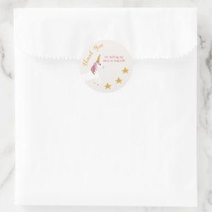 Magische eenhoorn gele sterren ronde sticker