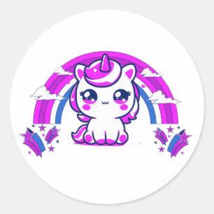 Magische Eenhoorn Meisjes Verjaardagsfeestje Stick Ronde Sticker