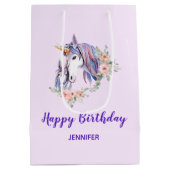 Magische Eenhoorn Moeder & Baby Waterverf Verjaard Medium Cadeauzakje (Achterkant)