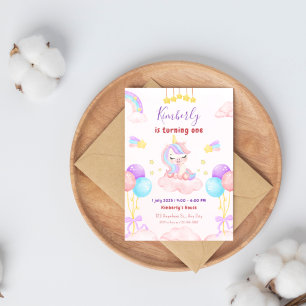 Magische Eenhoorn Paarse en Roze Verjaardagsfeest Kaart