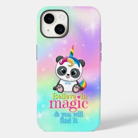 Magische eenhoorn panda op regenboogachtergrond Case-Mate iPhone case (Achterkant)