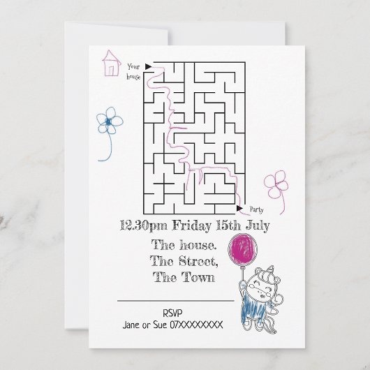 Magische Eenhoorn Party Invite kleuren in kleur Kaart