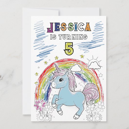 Magische Eenhoorn Party Invite kleuren in kleur Kaart