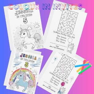 Magische Eenhoorn Party Invite kleuren in kleur Kaart