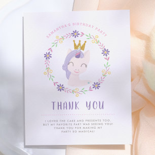 Magische Eenhoorn Prinses   Verjaardag Bedankt Briefkaart