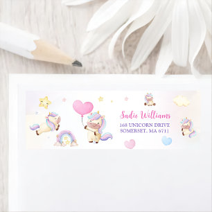 Magische Eenhoorn Rainbow Verjaardagsfeestlabel Etiket