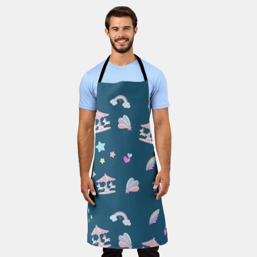 Magische Eenhoorn regenboog carrousel patroon verj Schort (Gedragen)