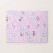 Magische Eenhoorn regenboog gradiënt verjaardagsfe Legpuzzel (Horizontaal)