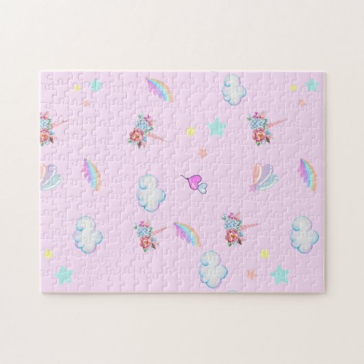 Magische Eenhoorn regenboog gradiënt verjaardagsfe Legpuzzel (Horizontaal)