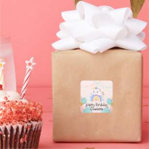 Magische Eenhoorn regenboog gradiënt verjaardagsfe Vierkante Sticker