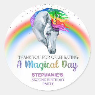 Magische Eenhoorn Regenboog Verjaardags Favoriet Ronde Sticker