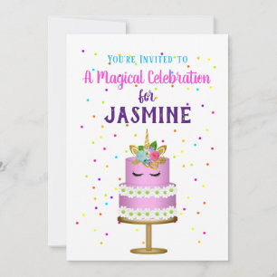 Magische Eenhoorn Roze Cake Confetti Kaart