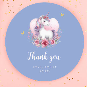 Magische Eenhoorn Roze Goud Elegante Verjaardag Ronde Sticker