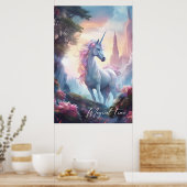 Magische eenhoorn sprookje kasteel verjaardagscade poster (Keuken)
