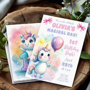 Magische Eenhoorn Verjaardag Bash voor Baby Kaart