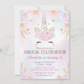 Magische Eenhoorn Verjaardag / Pastelroze Paarse G Kaart (Voorkant)