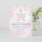 Magische Eenhoorn Verjaardag / Pastelroze Paarse G Kaart (Staand voorkant)