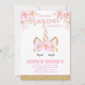 Magische Eenhoorn Verjaardag Uitnodiging Eenhoorn (Voorkant)