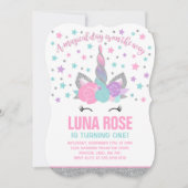 Magische Eenhoorn Verjaardag Uitnodiging Roze & Zi (Voorkant)