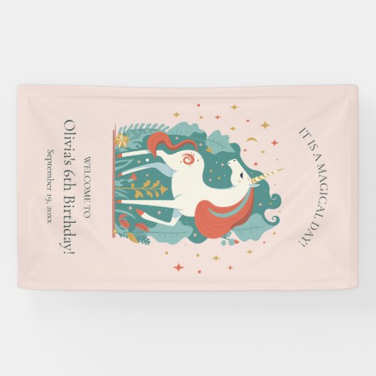 Magische Eenhoorn Verjaardag Welkom Spandoek (Horizontaal)