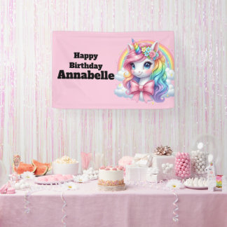 Magische Eenhoorn Verjaardagsbanner | Feestbord Spandoek
