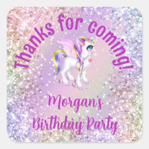Magische Eenhoorn Verjaardagsfeest Favorieten Vierkante Sticker