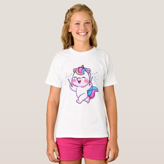 Magische Eenhoorn Viering – Sparkly & Schattigee M T-shirt (Voorkant volledig)