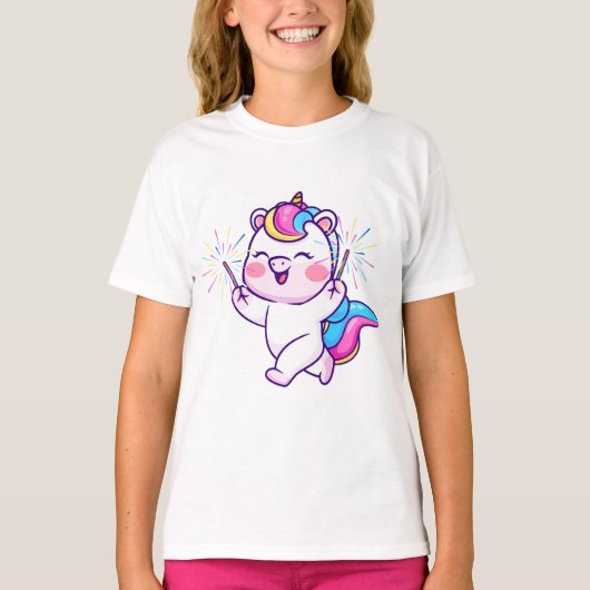 Magische Eenhoorn Viering – Sparkly & Schattigee M T-shirt (Voorkant)