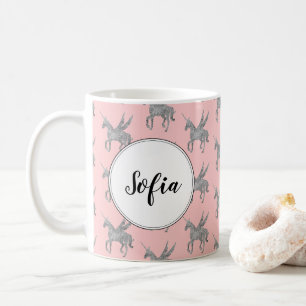 magische eenhoorn, zilveren eenhoorn, trendy koffiemok