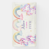 Magische eenhoorns en regenbogen waterverf verjaar spandoek (Verticaal)