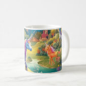 Magische Eenhoorns Fantasielandschap Regenboogbos Koffiemok (Voorkant rechts)
