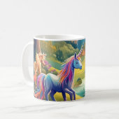 Magische Eenhoorns Fantasielandschap Regenboogbos Koffiemok (Voorkant links)