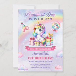 Magische Eenhoorns Paarse Waterverf 1e Verjaardag Kaart