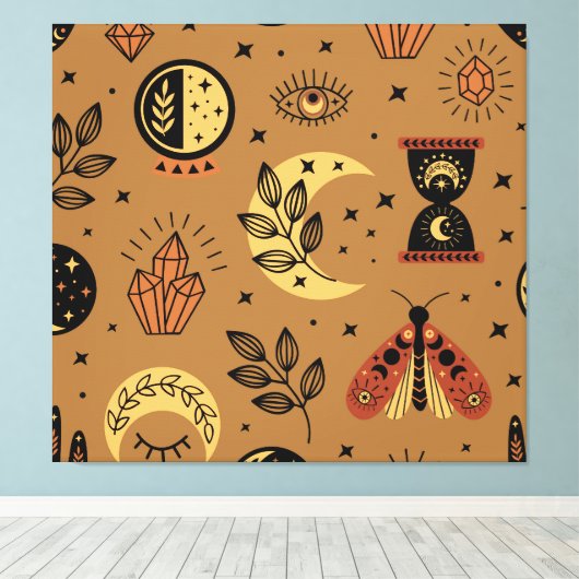 Magische elementen: betoverend naadloos patroon canvas afdruk (Insitu (Houten vloer))