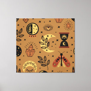 Magische elementen: betoverend naadloos patroon canvas afdruk