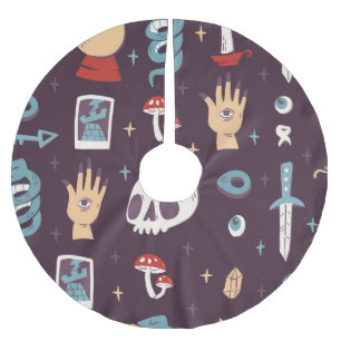 Magische elementen: schedel, tarot naadloos kerstboom rok