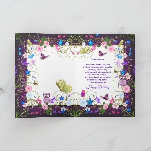 Magische en betoverende verjaardag, kleindochter kaart (Binnen)