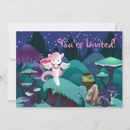 Magische Enchanting Unicorn Verjaardag Uitnodiging (Voorkant)