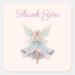 Magische engel fee pastelkleuren Dank je wel Vierkante Sticker