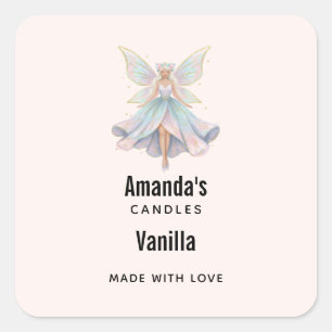 Magische Engel Fee Pastelkleuren Kaars Bedrijf Vierkante Sticker