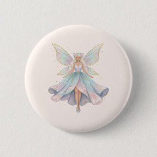 Magische engel fee pastelkleuren  ronde button 5,7 cm