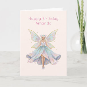 Magische engel fee pastelkleuren verjaardag kaart